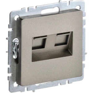 IEK BRITE Розетка компьютерная двойная RJ45 кат.5E РК10-2-БрШ шампань - BR-K20-1-K37 IEK BRITE Розетка компьютерная двойная RJ45 кат.5E РК10-2-БрШ шампань - BR-K20-1-K37