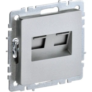 IEK BRITE Розетка компьютерная двойная RJ45 кат.5E РК10-2-БрА алюминий - BR-K20-1-K47 IEK BRITE Розетка компьютерная двойная RJ45 кат.5E РК10-2-БрА алюминий - BR-K20-1-K47
