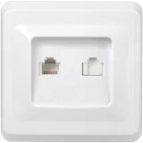 IEK Розетка 2-местная компьютерная и телефонная РК/Т12-ВБ RJ11/RJ45 ВЕГА белый