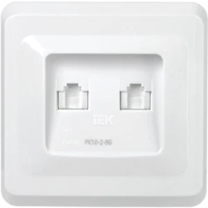 IEK Розетка 2-местная компьютерная РК10-2-ВБ RJ45 Cat5e ВЕГА белый - EKV25-K01-DM IEK Розетка 2-местная компьютерная РК10-2-ВБ RJ45 Cat5e ВЕГА белый - EKV25-K01-DM