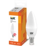 IEK Лампа светодиодная C35 свеча 9Вт 230В 3000К E14