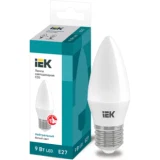 IEK Лампа светодиодная C35 свеча 9Вт 230В 4000К E27