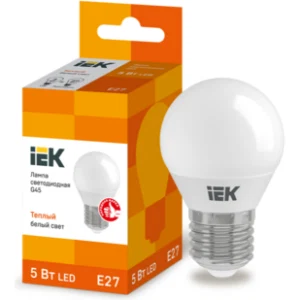 IEK Лампа светодиодная G45 шар 5Вт 230В 3000К E27 - LLE-G45-5-230-30-E27 IEK Лампа светодиодная G45 шар 5Вт 230В 3000К E27 - LLE-G45-5-230-30-E27