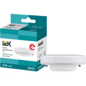 IEK Лампа светодиодная T75 таблетка 8Вт 230В 4000К GX53 - LLE-T80-8-230-40-GX53 IEK Лампа светодиодная T75 таблетка 8Вт 230В 4000К GX53 - LLE-T80-8-230-40-GX53