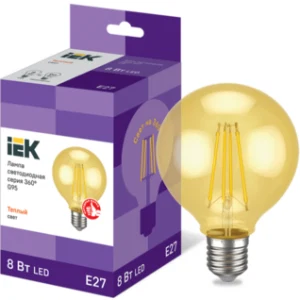 IEK Лампа светодиодная G95 шар золото 8Вт 230В 2700К E27 серия 360° - LLF-G95-8-230-30-E27-CLG IEK Лампа светодиодная G95 шар золото 8Вт 230В 2700К E27 серия 360° - LLF-G95-8-230-30-E27-CLG