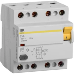 IEK Выключатель дифференциальный (УЗО) ВД1-63 4Р 25А 30мА - MDV10-4-025-030 IEK Выключатель дифференциальный (УЗО) ВД1-63 4Р 25А 30мА - MDV10-4-025-030