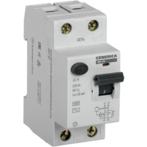 IEK Выключатель дифференциальный (УЗО) ВД1-63 2Р 32А 30мА GENERICA - MDV15-2-032-030 IEK Выключатель дифференциальный (УЗО) ВД1-63 2Р 32А 30мА GENERICA - MDV15-2-032-030
