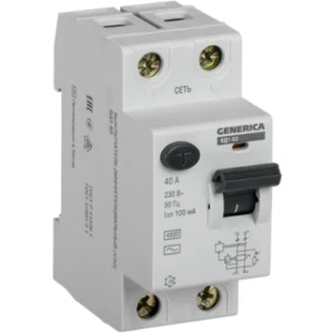 IEK Выключатель дифференциальный (УЗО) ВД1-63 2Р 40А 100мА GENERICA - MDV15-2-040-100 IEK Выключатель дифференциальный (УЗО) ВД1-63 2Р 40А 100мА GENERICA - MDV15-2-040-100