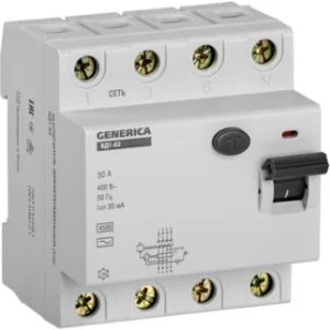IEK Выключатель дифференциальный (УЗО) ВД1-63 4Р 50А 30мА GENERICA - MDV15-4-050-030 IEK Выключатель дифференциальный (УЗО) ВД1-63 4Р 50А 30мА GENERICA - MDV15-4-050-030